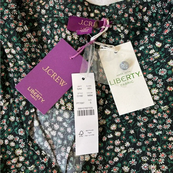 J. Crew Green Puff Sleeve V-Neck Sundress - Picture 2 of 3